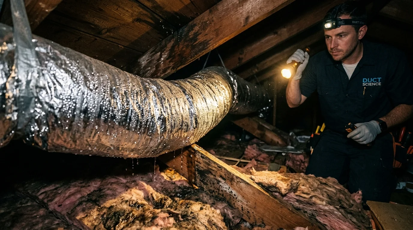 Attic Ductwork Condensation Dynamics: Psychrometrics, Off-Cycle Infiltration & NADCA/IICRC Standards